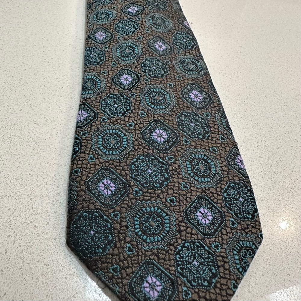 Jean Chaval Von Maica vintage polyester men’s tie textured woven pattern